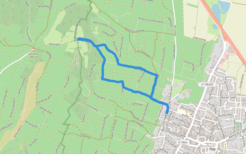 Oberer Schwobstellweg walking route map in Rouffach