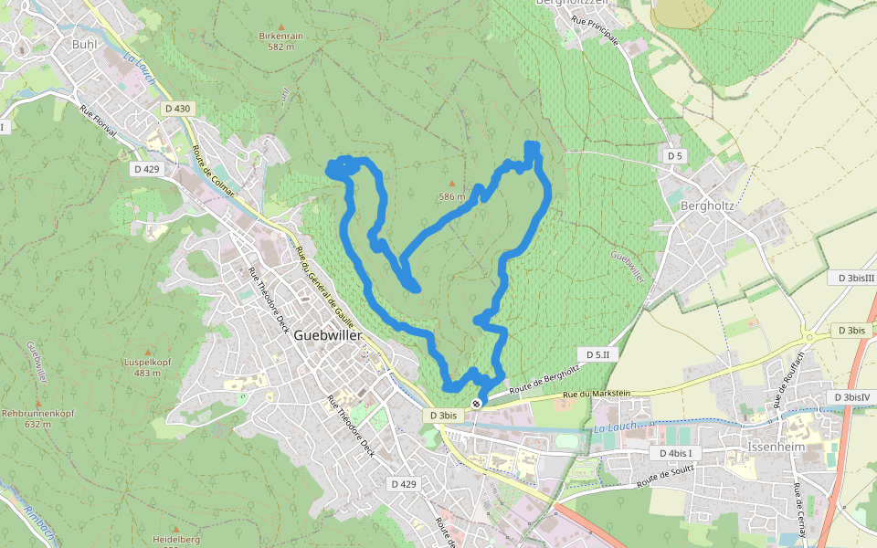 Chemin de la Mission walking route map in Guebwiller