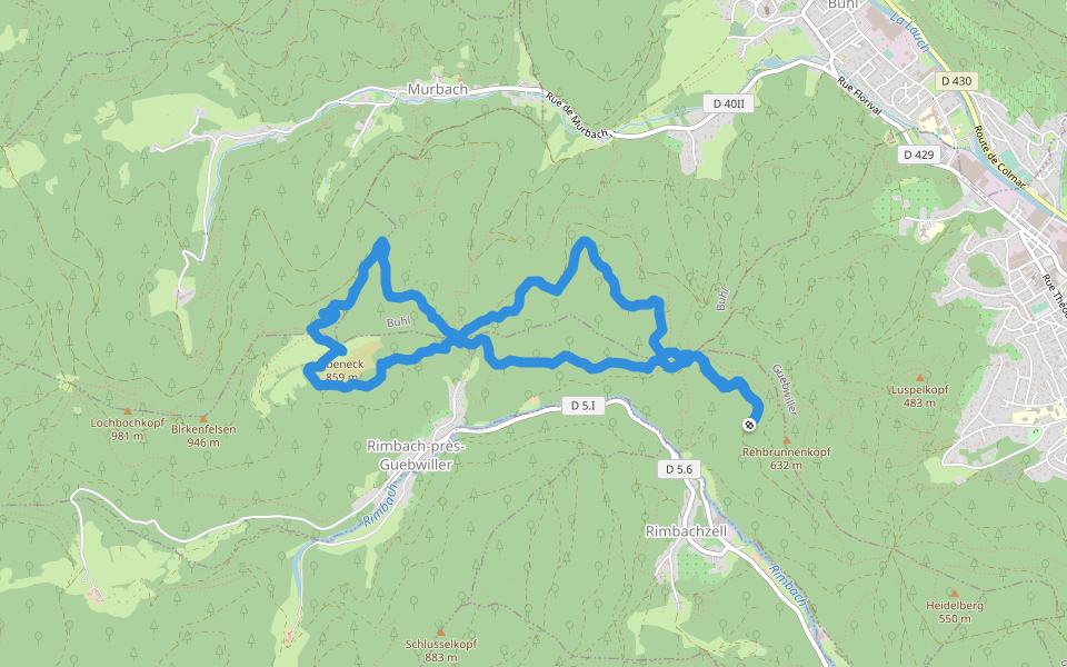 Kohlgrabenweg walking route map in Rimbach-prés-Guebwiller