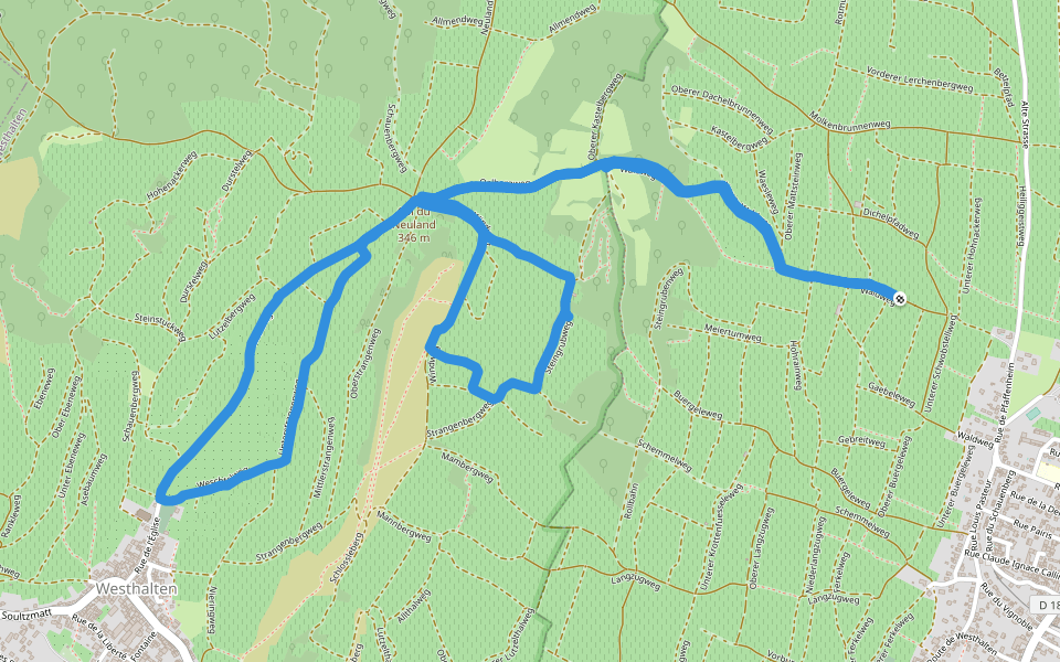 Neuer Waldweg walking route map in Rouffach