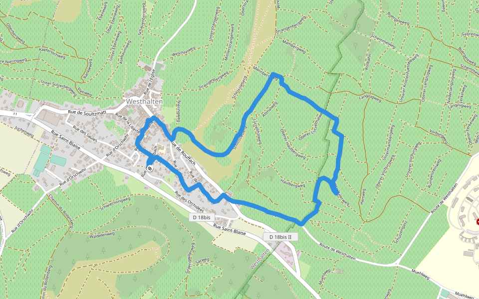Lutzelthalweg walking route map in Westhalten