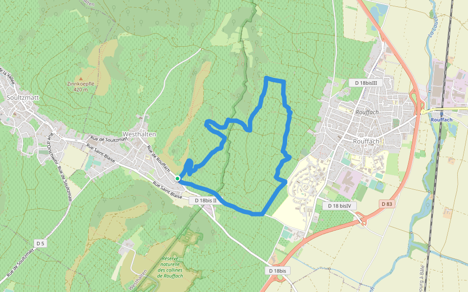 Rollbahn walking route map in Westhalten