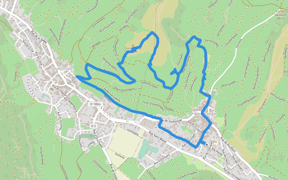 Ancien cachot walking route map in Westhalten
