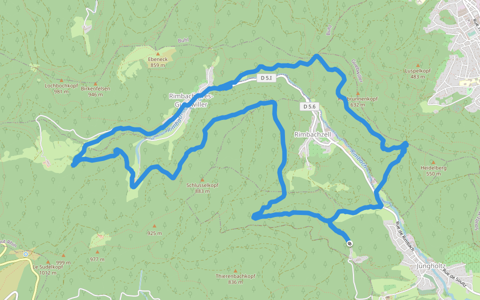 Soultzer Fahrweg walking route map in Jungholtz
