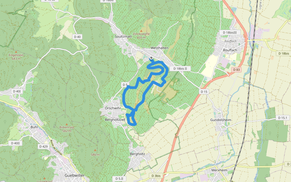 Graengwillerweg walking route map in Westhalten