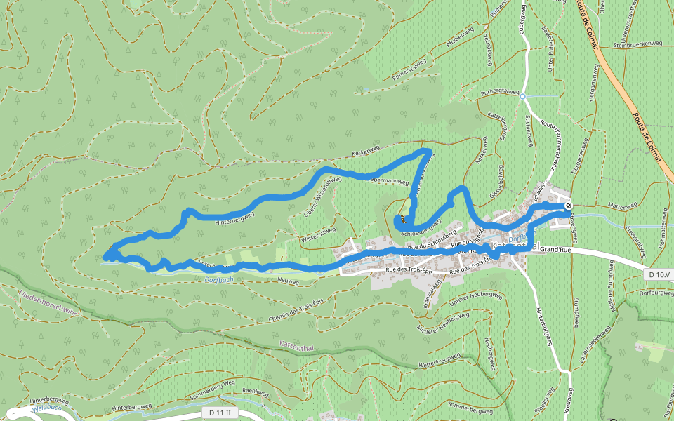 Hinterbergweg walking route map in Katzenthal