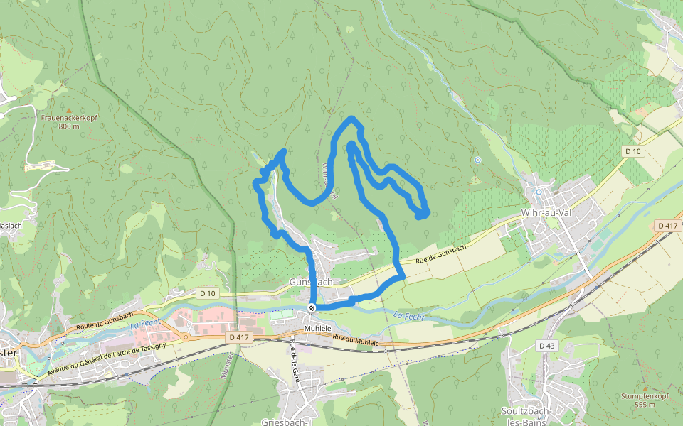 Buchholtzweg walking route map in Gunsbach