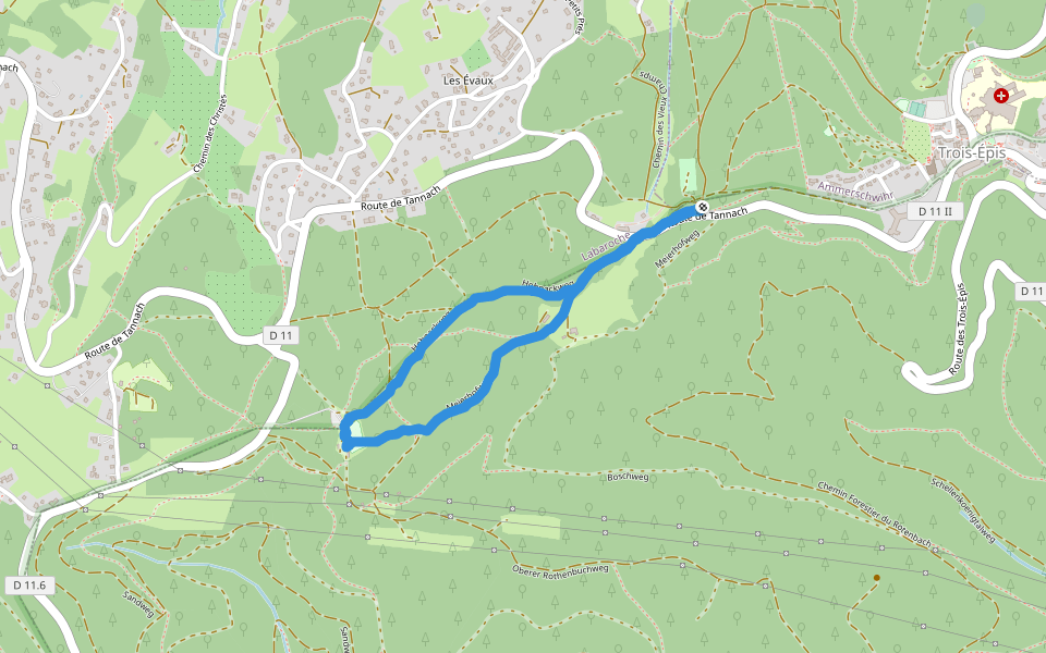 Meierhofweg walking route map in Ammerschwihr