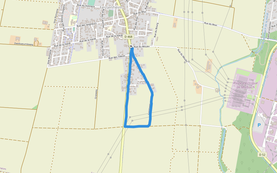 Schlittweg walking route map in Fessenheim
