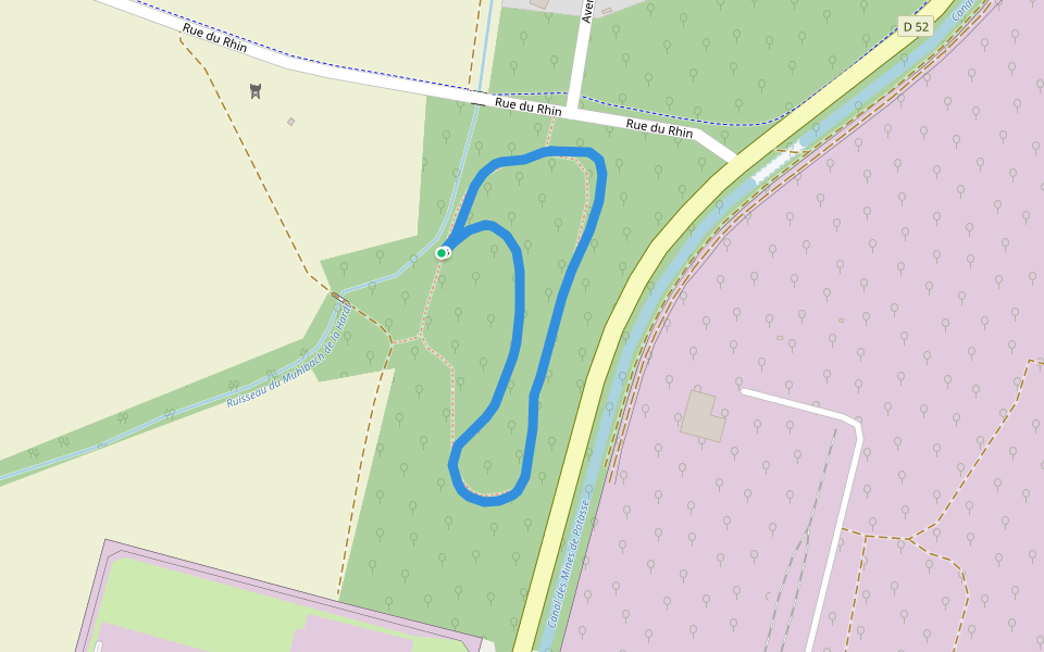 Canal des Mines de Potasse walking route map in Fessenheim