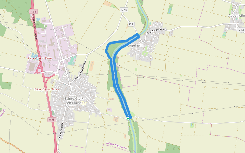 L'Ill walking route map in Sainte-Croix-en-Plaine
