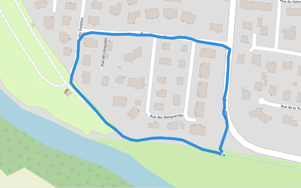 Camping de l'Ill walking route map in Horbourg-Wihr