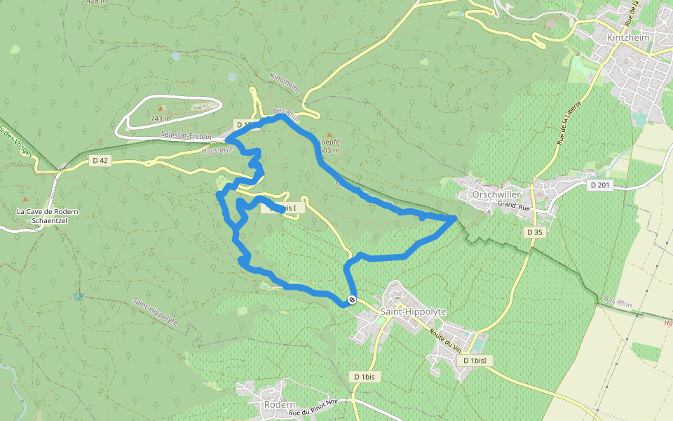 Hoeheweg walking route map in Saint-Hippolyte