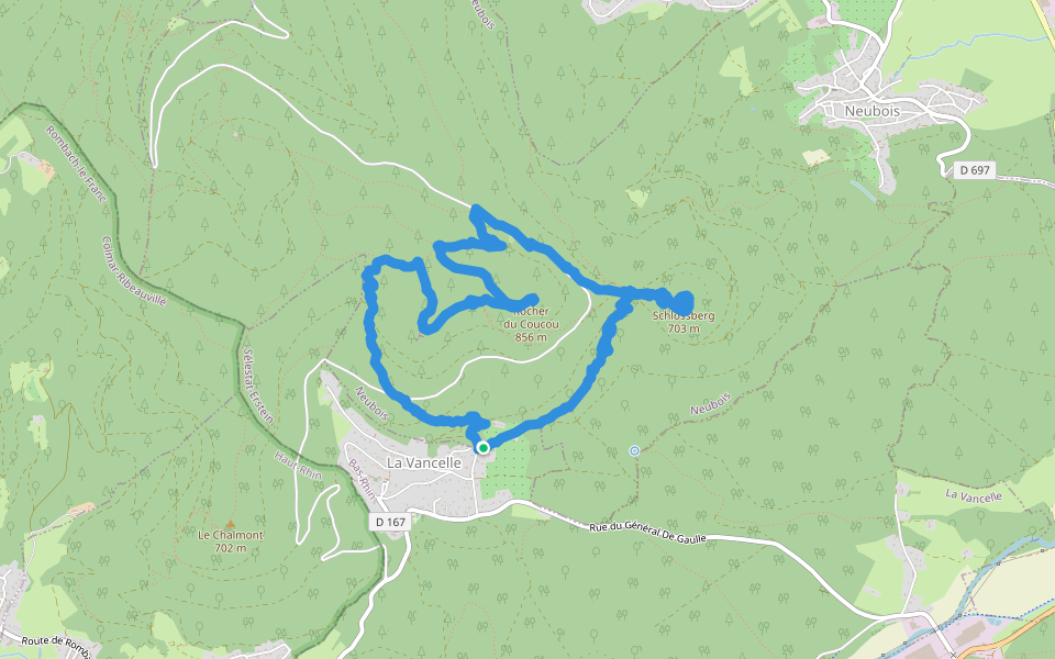 Himmelsleiter walking route map in La Vancelle