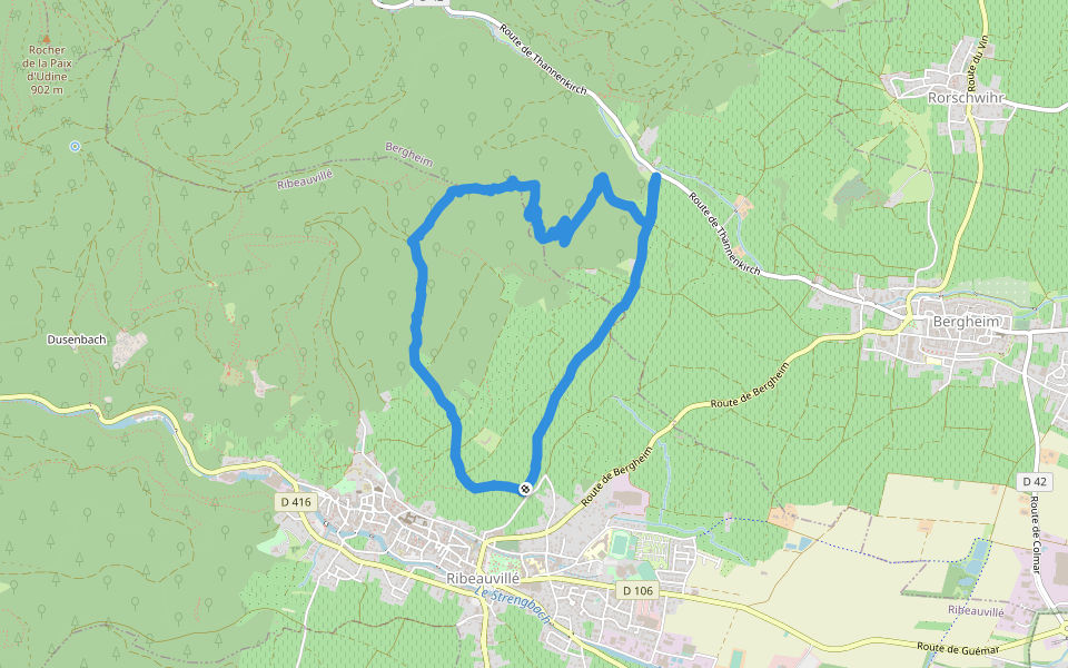 Lutzelbachweg walking route map in Ribeauvillé