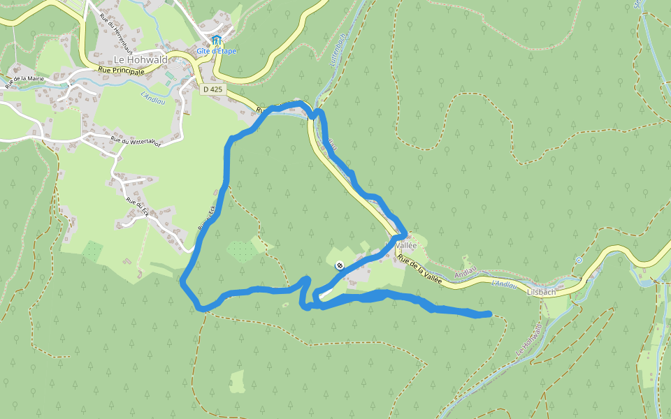 Rue du Eck walking route map in Le Hohwald