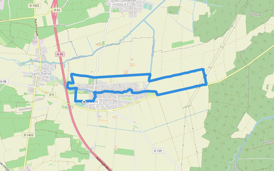 Château de Grünstein walking route map in Stotzheim