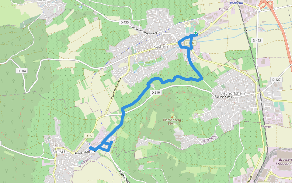 Kilbsbrunnenweg walking route map in Rosheim