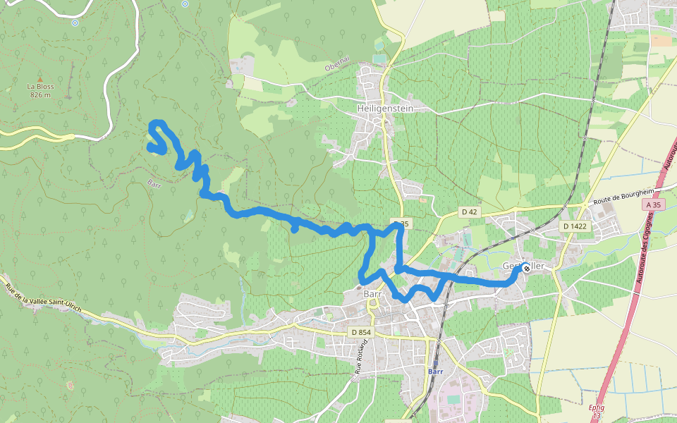 Château du Landsberg walking route map in Gertwiller