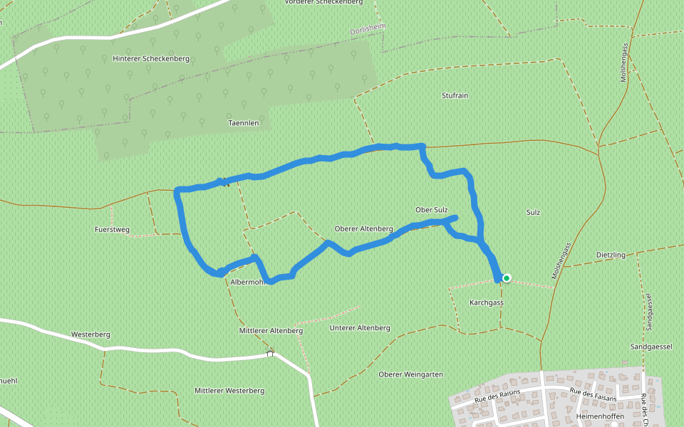 Sentier du Vigneron walking route map in Rosheim