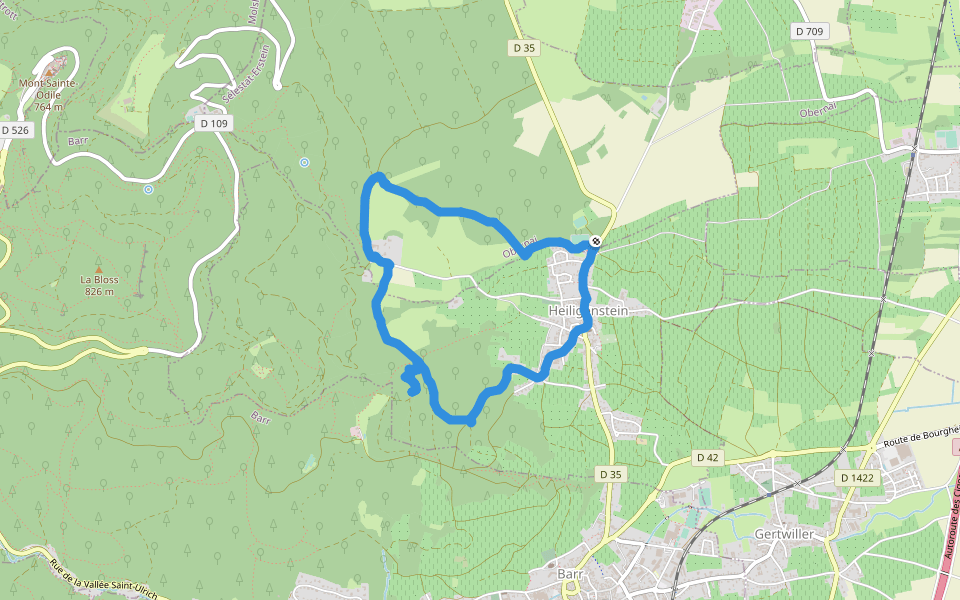 Scheurgaessel walking route map in Heiligenstein