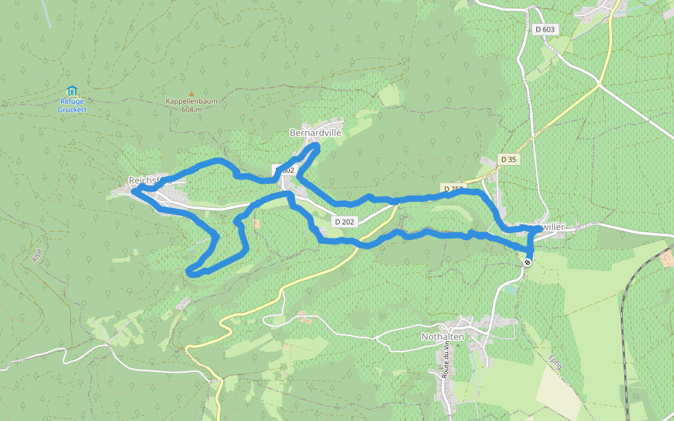 Chemin du Berg walking route map in Itterswiller
