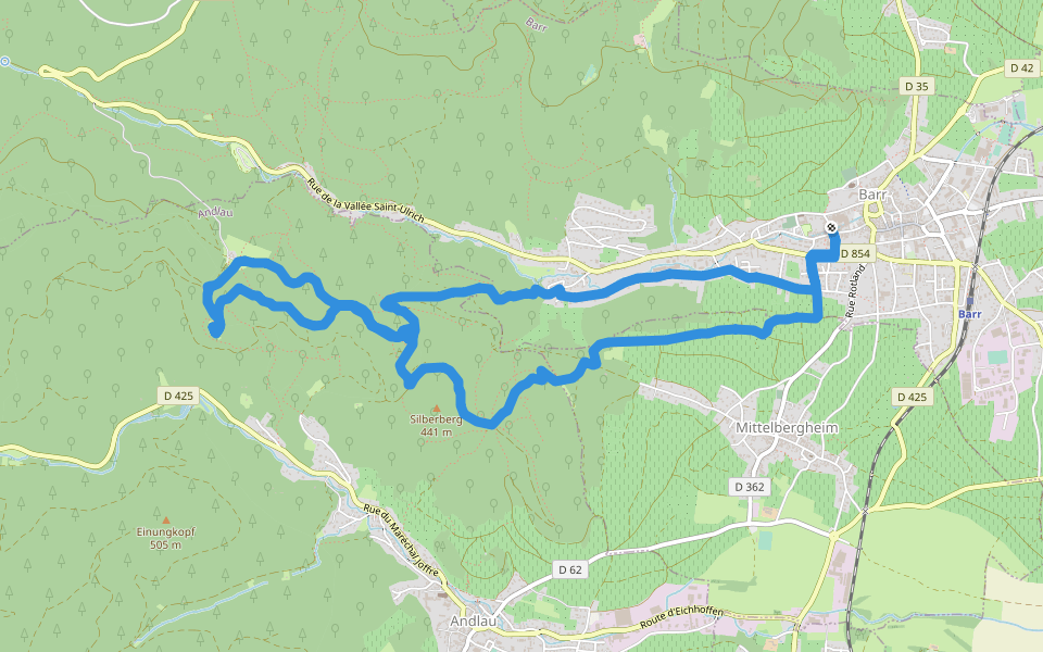 Zotzenbergweg walking route map in Barr