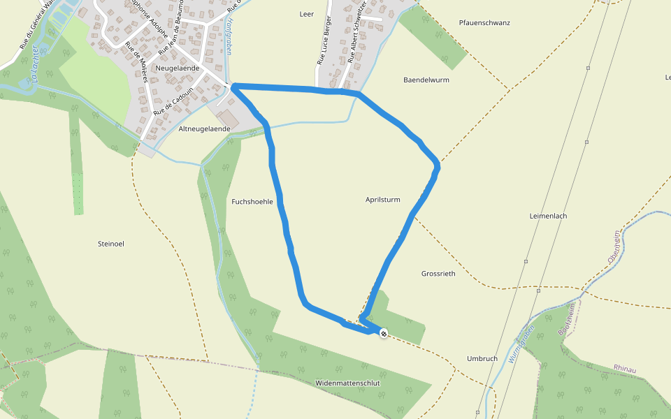 Aprilsturm walking route map in Obenheim