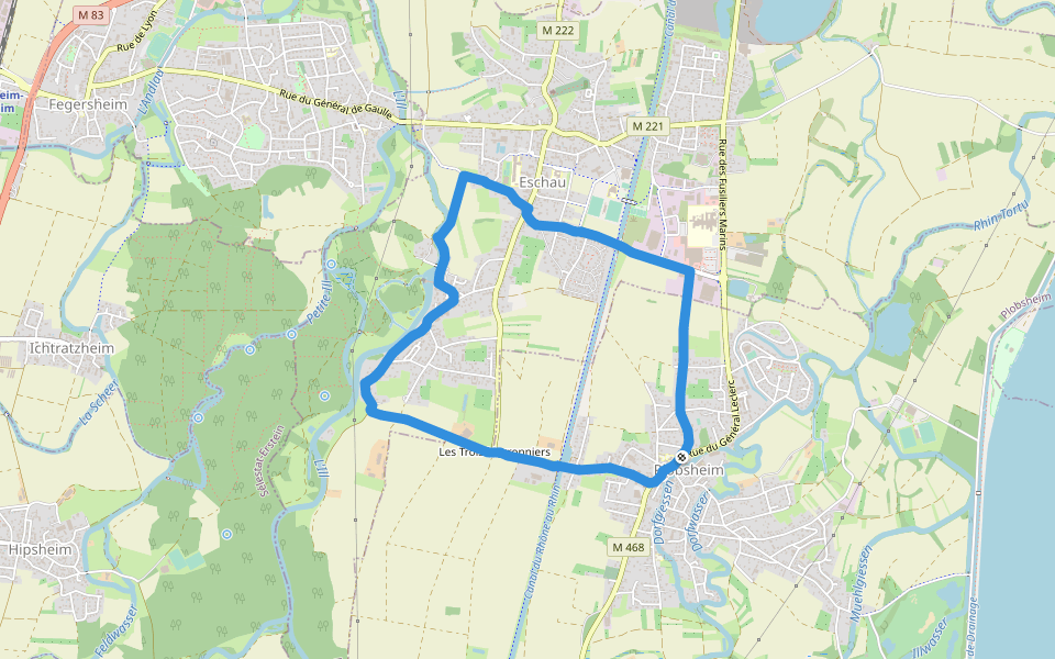 L'Ill walking route map in Plobsheim