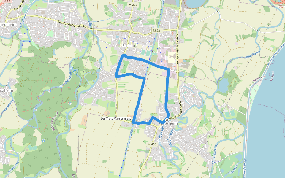 Château des Zorn walking route map in Plobsheim