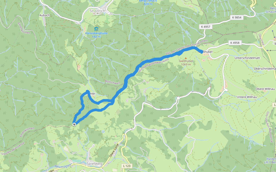 GVV Staufen-Münstertal walking route map in Münstertal/Schwarzwald