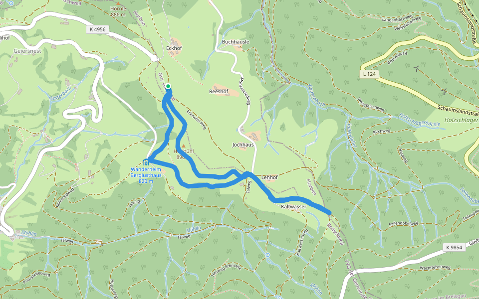 Hohbühl walking route map in Bollschweil