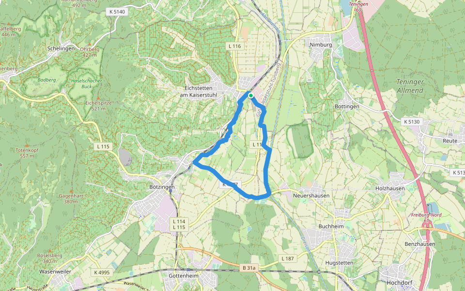 Dreisam walking route map in Eichstetten am Kaiserstuhl