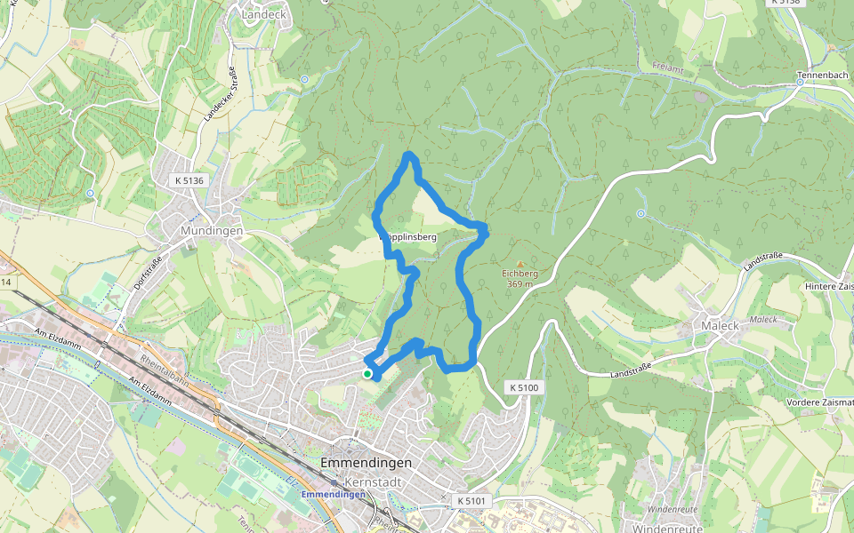 Schluchtweg walking route map in Emmendingen