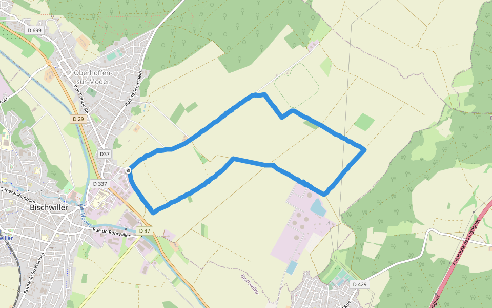 À travers les champs d’oberhoffen walking route map in Oberhoffen-sur-Moder