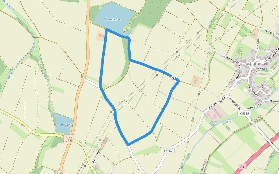 Matschelsee walking route map in Neuried