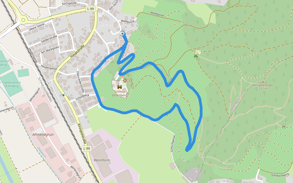 Waldgasse walking route map in Ortenberg