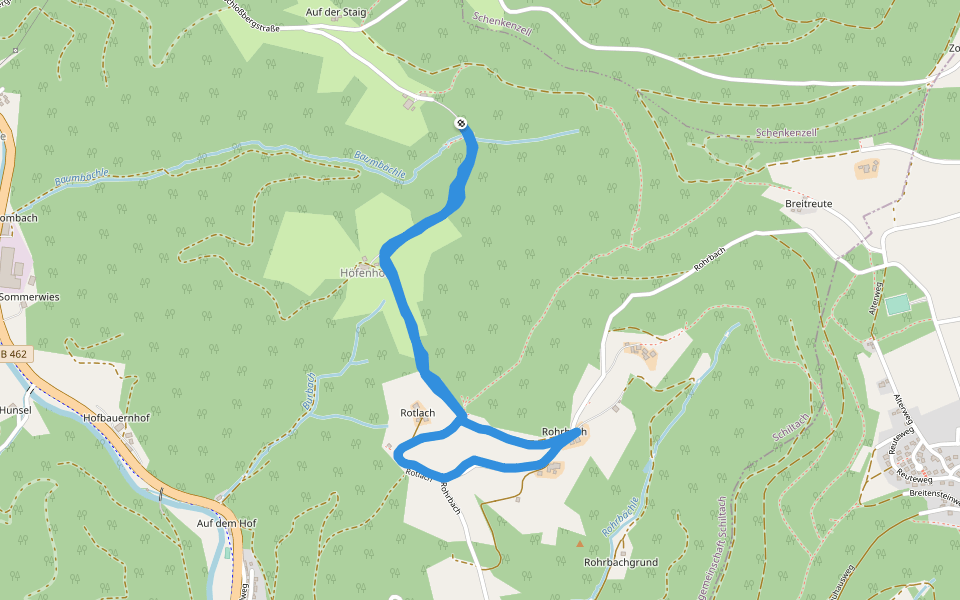 Rohrbach walking route map in Schiltach