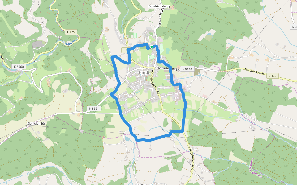 Hardt walking route map in Hardt
