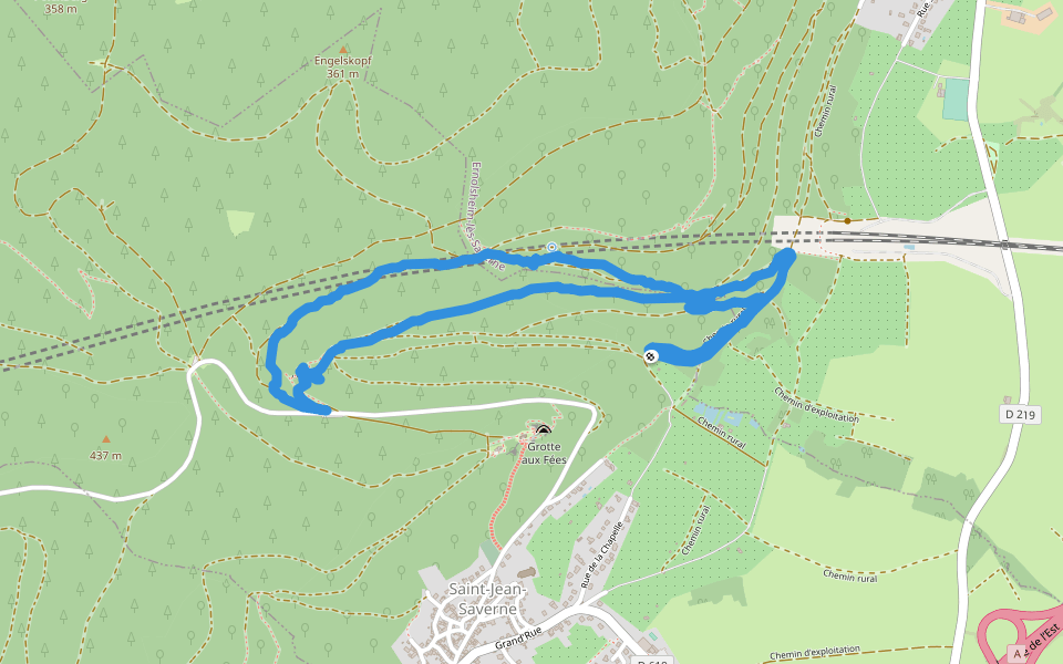Borne Romaine walking route map in Saint-Jean-Saverne