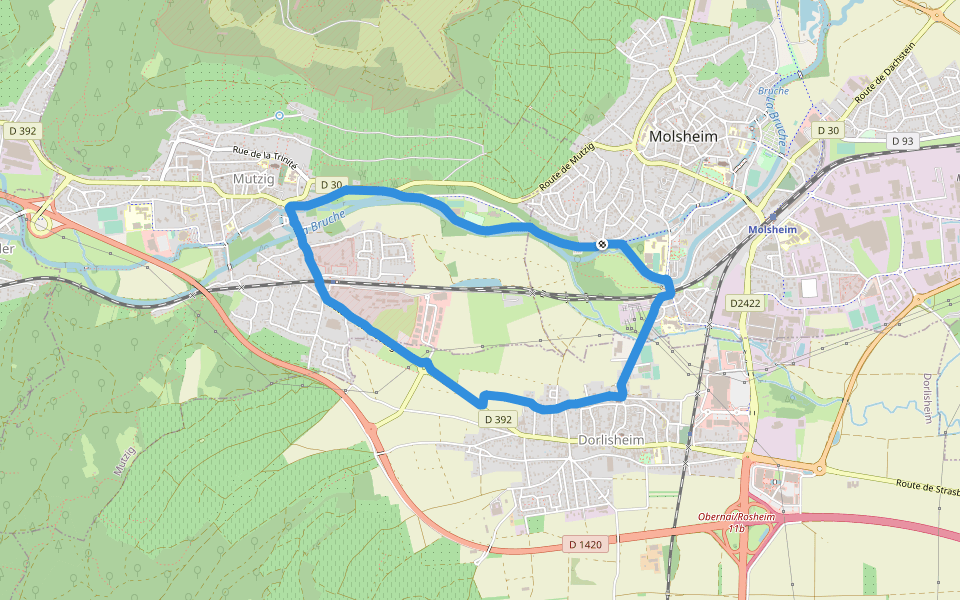 Bruche walking route map in Molsheim