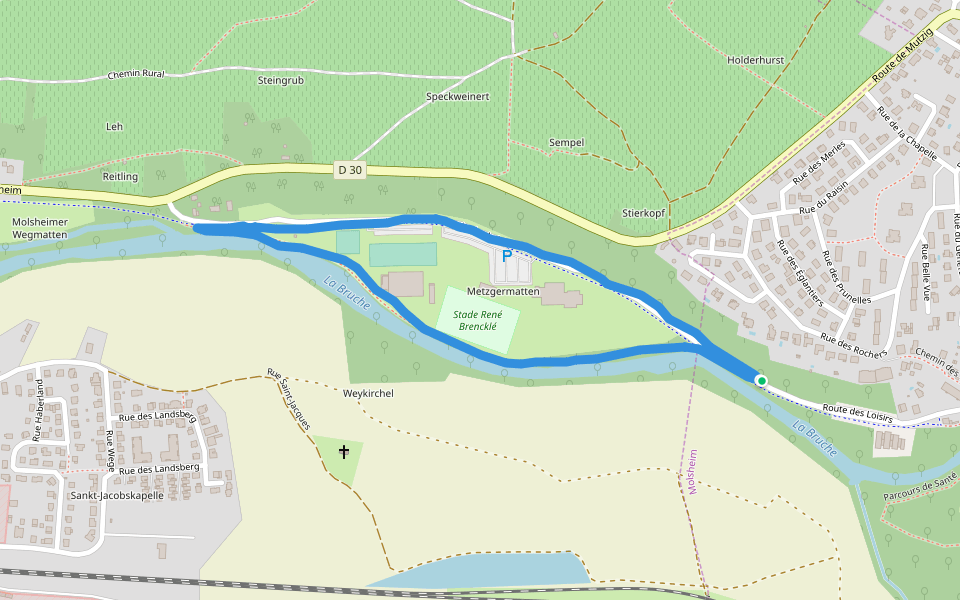 Bruche walking route map in Molsheim