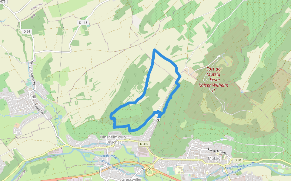 Chemin du Felsbourg walking route map in Dinsheim-sur-Bruche