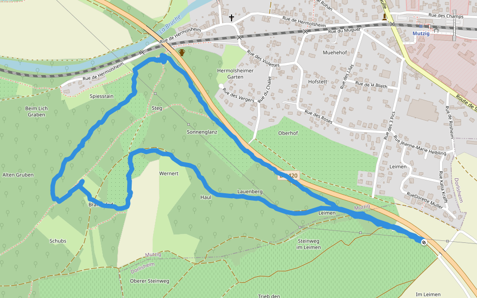 Château de Rohan walking route map in Mutzig
