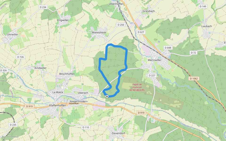 Stade de Mietesheim walking route map in Haguenau