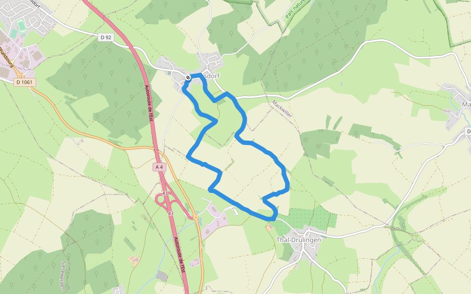 Kuhweg walking route map in Rimsdorf