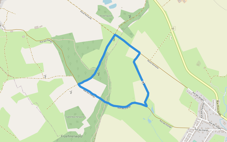 Froehnerwald walking route map in Gros-Réderching
