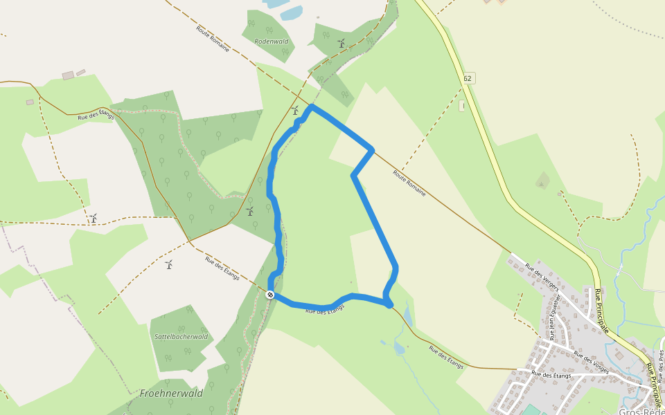 Froehnerwald walking route map in Wœlfling-lès-Sarreguemines