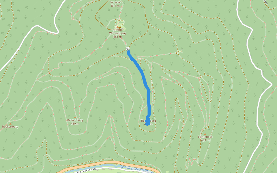 Rectangle rouge barré de blanc walking route map in Niederbronn-les-Bains