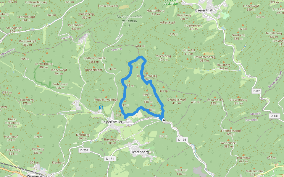 Impasse du Moulin walking route map in Lichtenberg